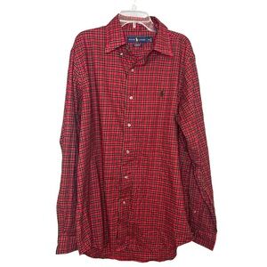Ralph Lauren button down shirt plaid classic fit red size medium